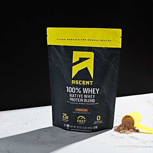Ascent whey protein, chocolate bag